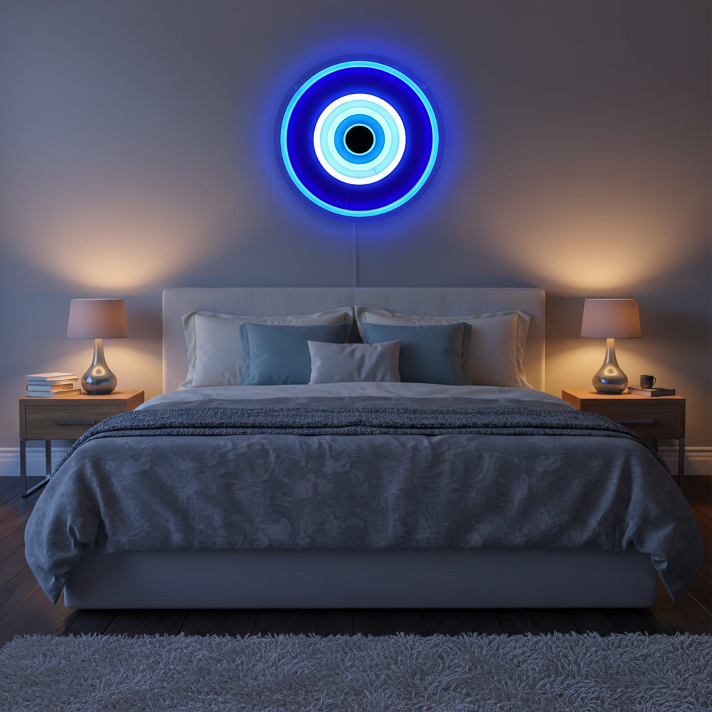 Dimmable Evil Eye Neon Sign – USB LED Wall Light for Bars, Garages, Bedrooms, Cafes and Man Caves with Mystical Home Decor