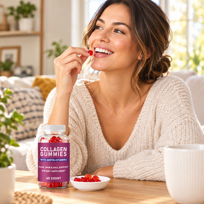 Collagen Biotin Gummy Bears – Chewable Daily Beauty Supplement with Collagen and Biotin in a Convenient, Delicious Gummy Format