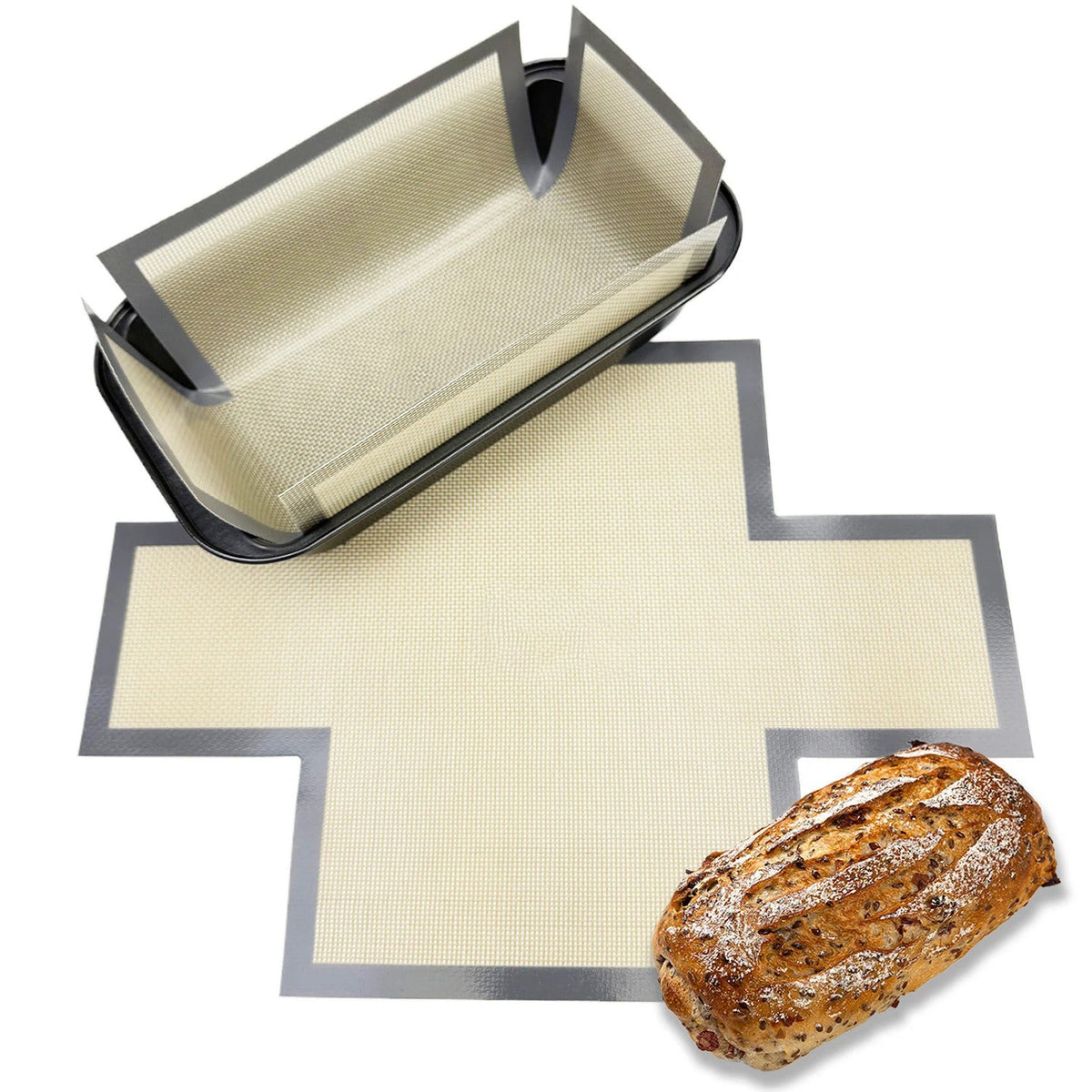 Reusable Silicone Bread Pan Liner – Nonstick Heat-Resistant Baking Mat for 9.5 x 5 Inch and 1.5LB Loaf Pans