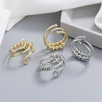 Korean Vintage Beaded Wide Ring – Silver-Tone Open Handmade Jewelry for Women and Couples with Unique Statement Style and Gift Appeal