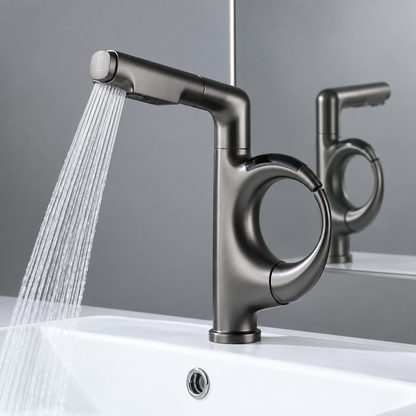 LED Temperature Display Kitchen Faucet – Mechanical Arm Mixer with Pull-Out Sprayer, Adjustable Height and Dual Water Modes for Modern Sinks