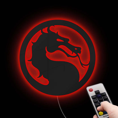 Evil Dragon Neon Sign – LED Gamer Wall Light with Fighting-Game Style for Game Rooms, Bedrooms and Gaming Setups with Dark Glow