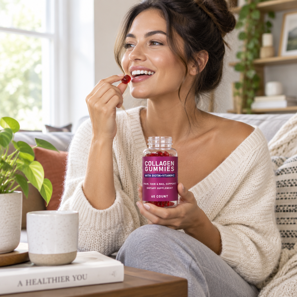 Collagen Biotin Gummy Bears – Chewable Daily Beauty Supplement with Collagen and Biotin in a Convenient, Delicious Gummy Format