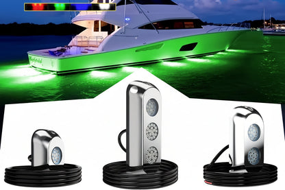Marine Underwater Boat Light – Waterproof 10-30V Transom LED Lamp for Yachts and Pontoon Boats with Bright Tail and Accent Illumination