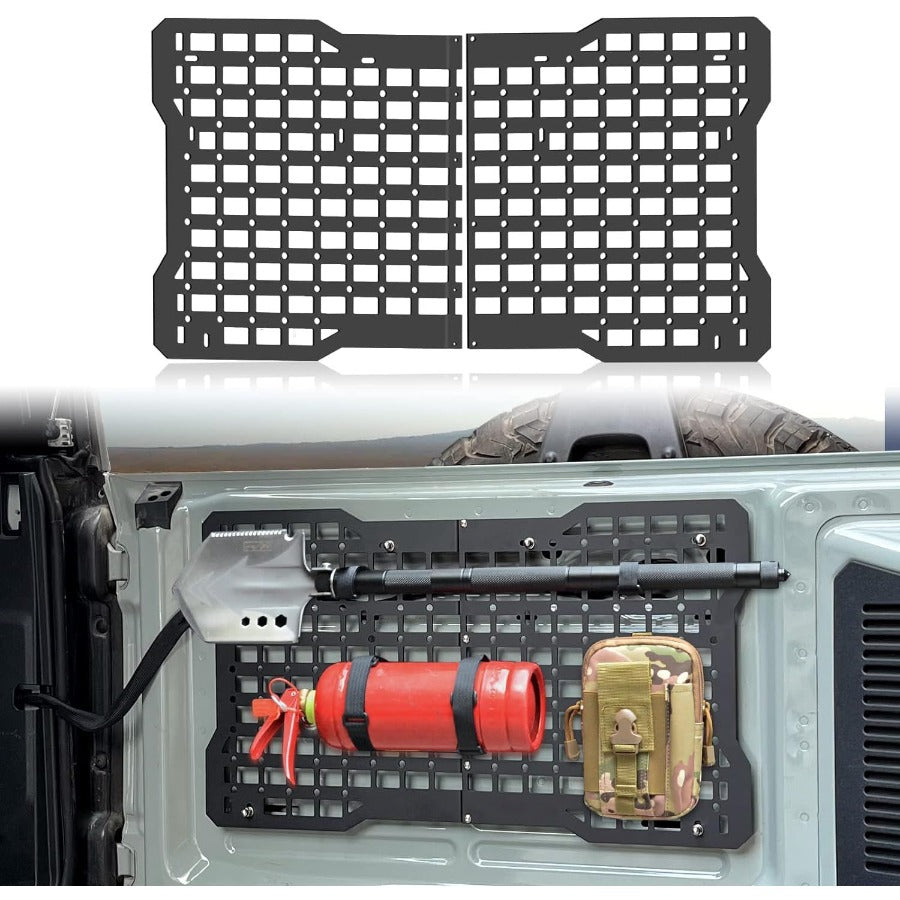 Off-Road Tailgate Storage Molle Panel – Steel Cargo Organizer Shelf for Ford Bronco Adventure and Utility Upgrades