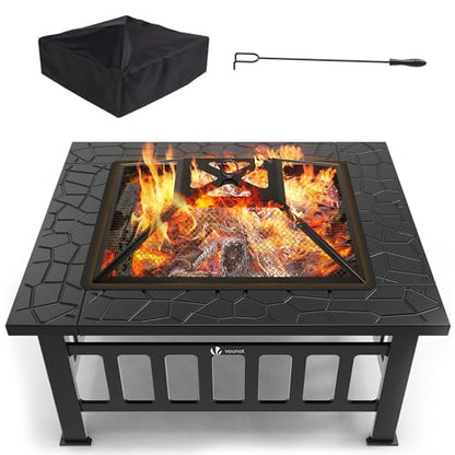 Complete Outdoor BBQ Grill Set – Courtyard Barbecue Grill, Heating Table and Cooking Rack for Family Gatherings, Parties and Backyard Entertaining