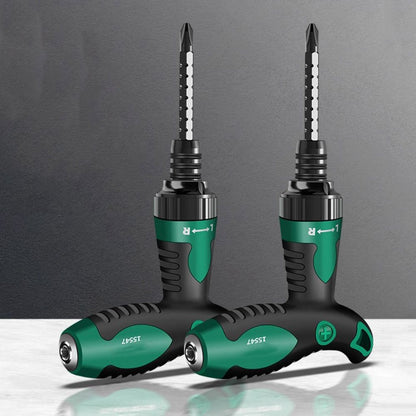 T-Handle Ratchet Screwdriver – Adjustable Anti-Slip Steel Driver with Forward/Reverse Gears for Home & Office Use