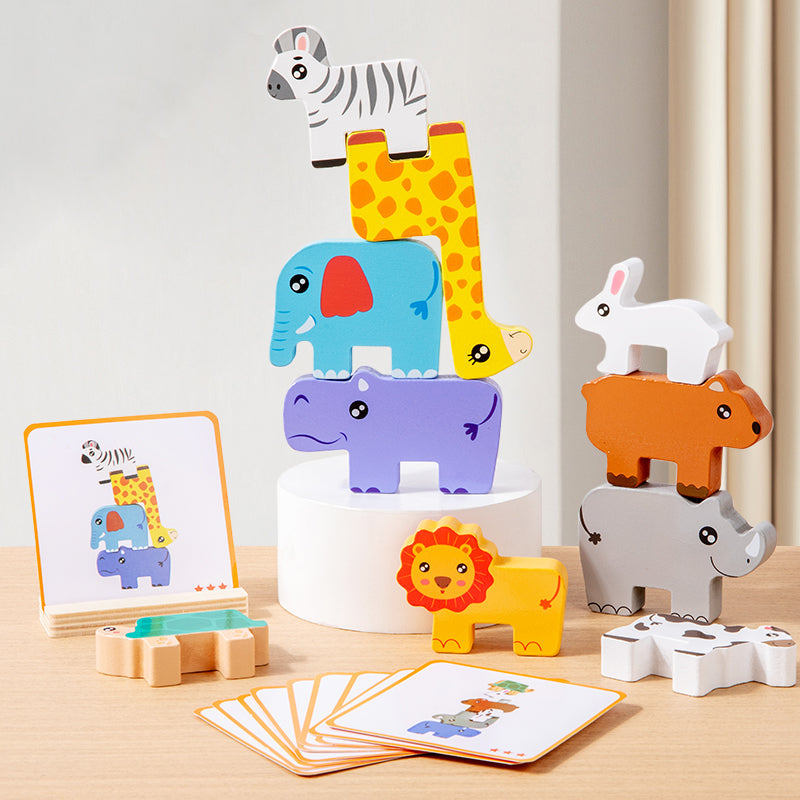 Wooden Stacking Challenge Blocks – Balance Building Toy for Kids with Creative Construction, Problem Solving and Fine Motor Skill Development