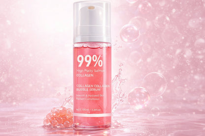 Pink Collagen Bubble Serum – PDRN and Low Molecular Collagen Glow Treatment for Firming, Hydration and Fast-Absorbing Facial Care