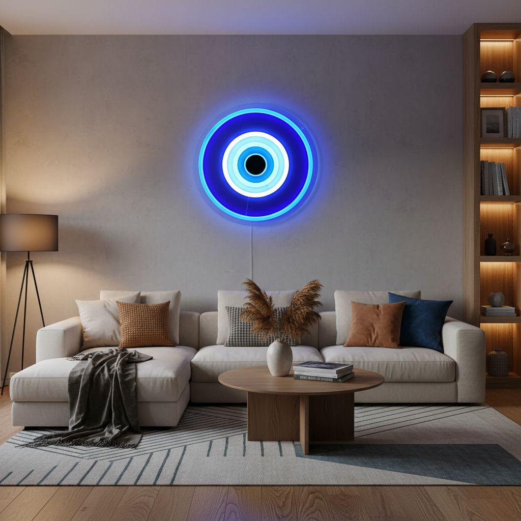 Dimmable Evil Eye Neon Sign – USB LED Wall Light for Bars, Garages, Bedrooms, Cafes and Man Caves with Mystical Home Decor