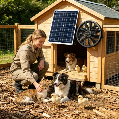 Solar Exhaust Fan Kit – 6-Inch Weatherproof Energy-Saving Ventilation for Greenhouses, RVs, Chicken Coops, Sheds and Dog Houses