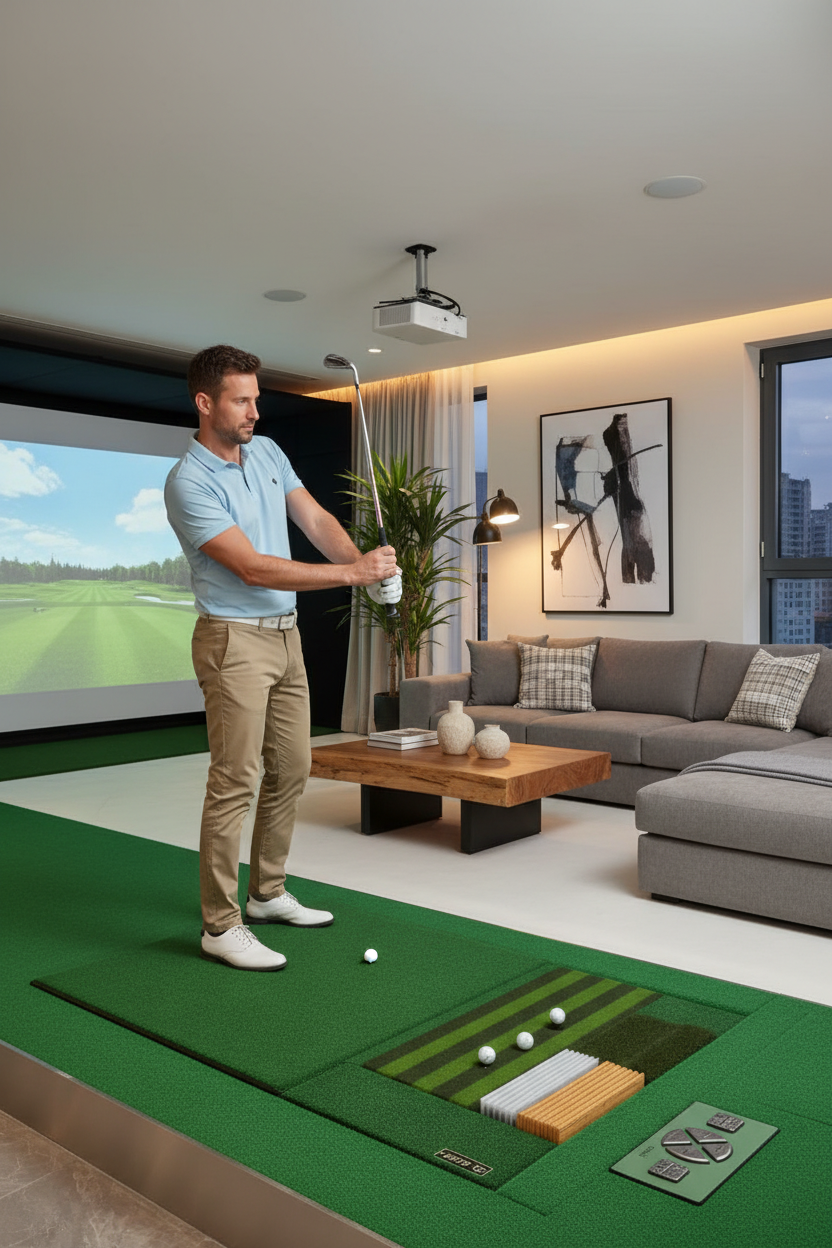 Golf Simulator Turf Mat – 1040x350MM Striated Swing Practice Surface for Indoor Training, Simulator Setups and Consistent Club Contact Feedback