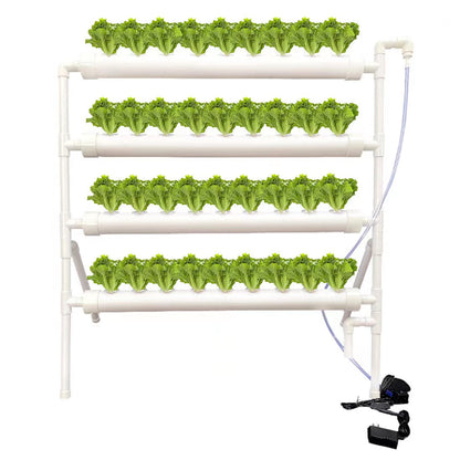 NFT Hydroponic Grow Kit – 36-Hole Indoor Greenhouse Planting Box Gardening System with Nursery Pots and Vertical Growing Rack