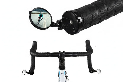 Wide Angle Bicycle Handlebar Mirror – 360 Degree Rotating Rear View Mirror for Road Bikes, Scooters and Safe Cycling