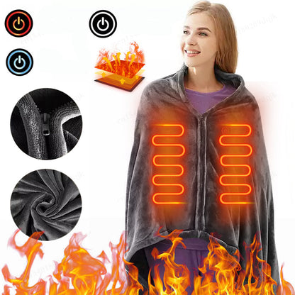 Washable Heated Throw Blanket - USB Powered Wearable Heating Blanket with Multiple Heat Levels for Cozy Warmth