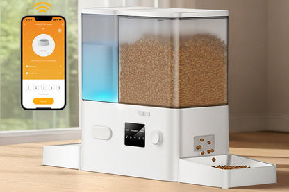 Smart Automatic Pet Feeder Set – 8.5L WiFi APP Food Dispenser with 5L Feeding Storage and 3.5L Gravity Water Drinker