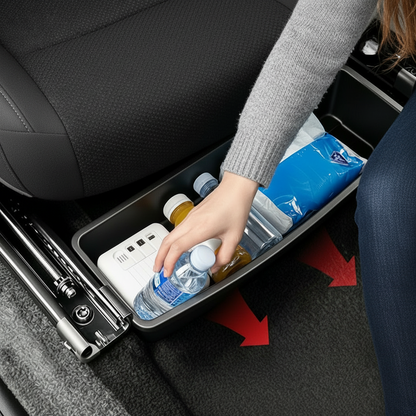 Under Seat Car Storage Box – Universal Removable Organizer for Seat-Bottom Accessories, Gadgets and Everyday Vehicle Interior Organization