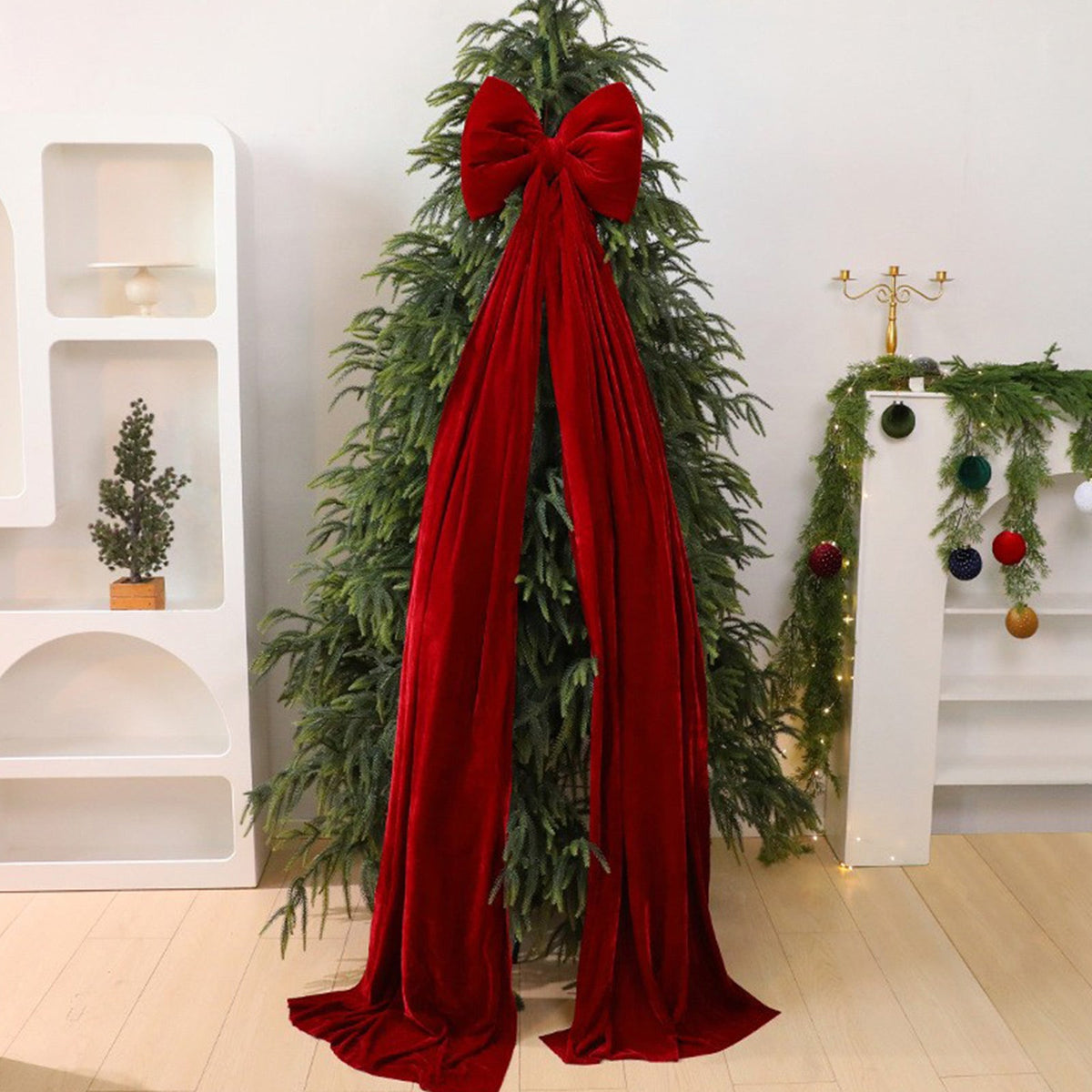 Large Christmas Decorative Bow – Festive Front Door, Tree, and Outdoor Décor Ribbon for Holiday Parties, Home Styling, and Seasonal Displays