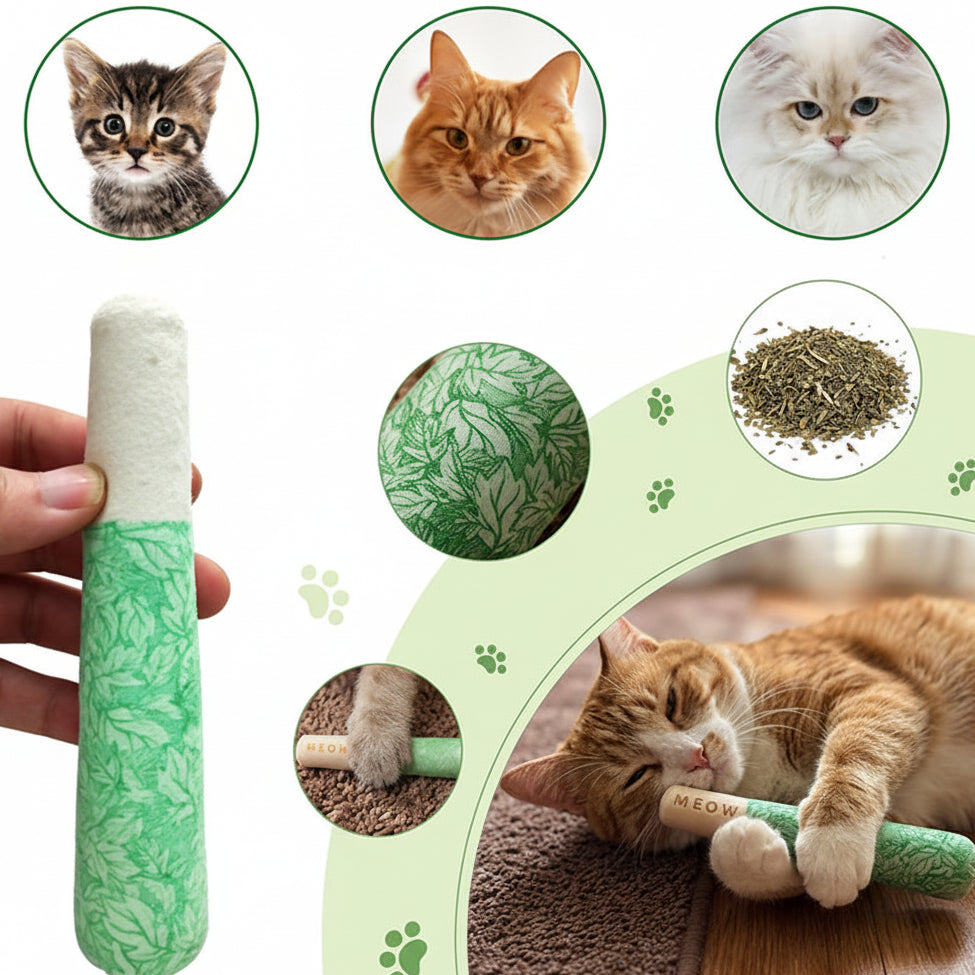 Mint Cat Chew Sticks – Cigarette-Shaped Teaser Toys for Biting, Oral Cleaning, Interactive Play, Boredom Relief and Indoor Cat Enrichment