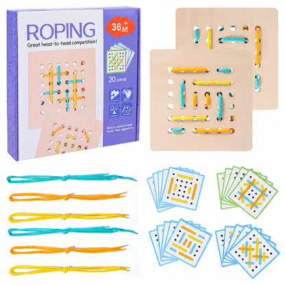 Double Battle Rope Threading Game – Pattern-Matching Educational Toy for Kids with Hand-Eye Coordination, Fine Motor Practice and Competitive Play
