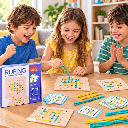 Double Battle Rope Threading Game – Pattern-Matching Educational Toy for Kids with Hand-Eye Coordination, Fine Motor Practice and Competitive Play