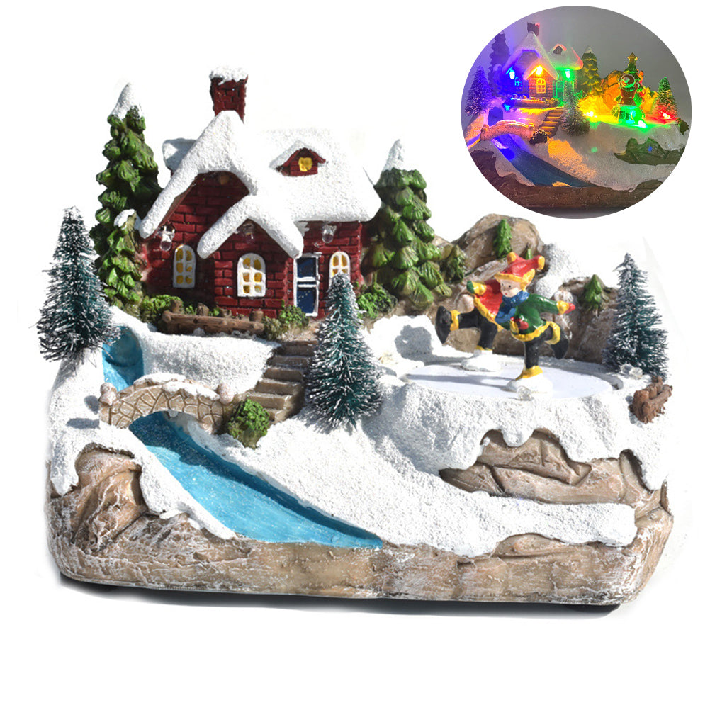 Glowing Christmas Village Resin Houses – Snowy LED Light Décor for Home Displays, Winter Scenes, Holiday Table Decorations, and Christmas Atmosphere