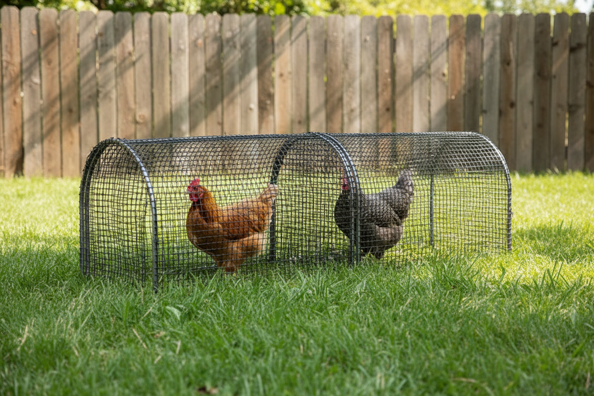 Folding Chicken Run Tunnel – 1-Meter Thickened Plastic Poultry Fence for Safe Outdoor Exercise, Backyard Roaming and Household Chicken Enclosures