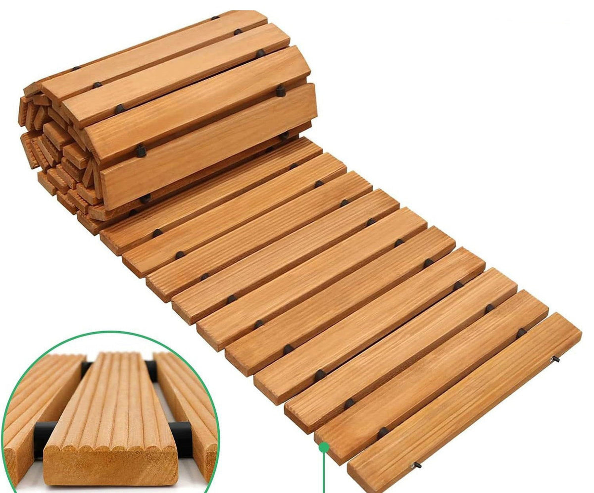 Roll-Out Wooden Garden Pathway – 8FT Weather-Resistant Non-Slip Decorative Walkway for Yards, Patios, Gardens and Easy Outdoor Landscape Upgrades
