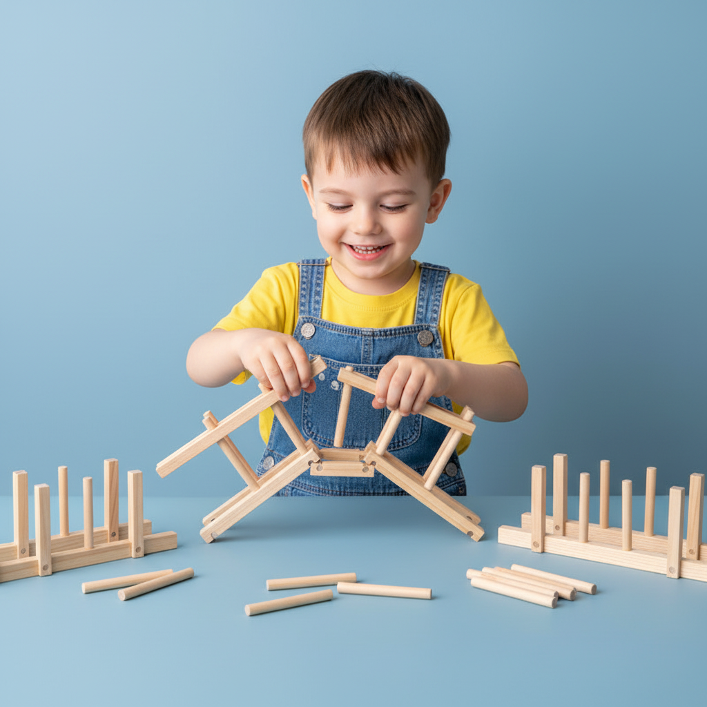 Wooden Bridge Building Block Kit – DIY Science Construction Model for Kids STEM Learning, Creative Assembly and Educational Play