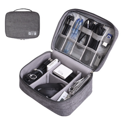 Seagull Nylon Tech Organizer Case – Two-Layer Electronic Gadget Storage Bag for Hard Drives, Cables, Pen Drives & Travel Accessories, 24×18×10 cm