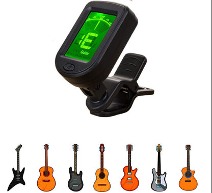 Clip On Guitar Tuner – Rotatable LCD Digital Tuner for Guitar, Ukulele, Violin and String Instrument Accurate Tuning