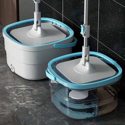 Spin Mop Bucket Set – 360° Self-Wringing Floor Cleaning Mop with Water Separation and Absorbent Design for Household Floors
