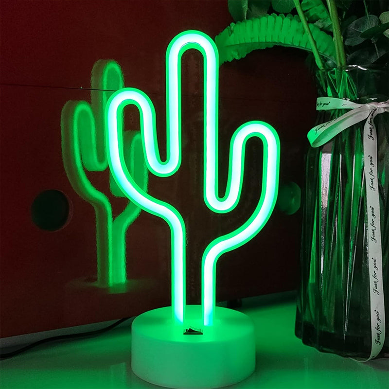 Cute Cactus Neon Sign Lamp - USB and Battery Powered LED Light for Bedrooms Parties Camping and Home Decor