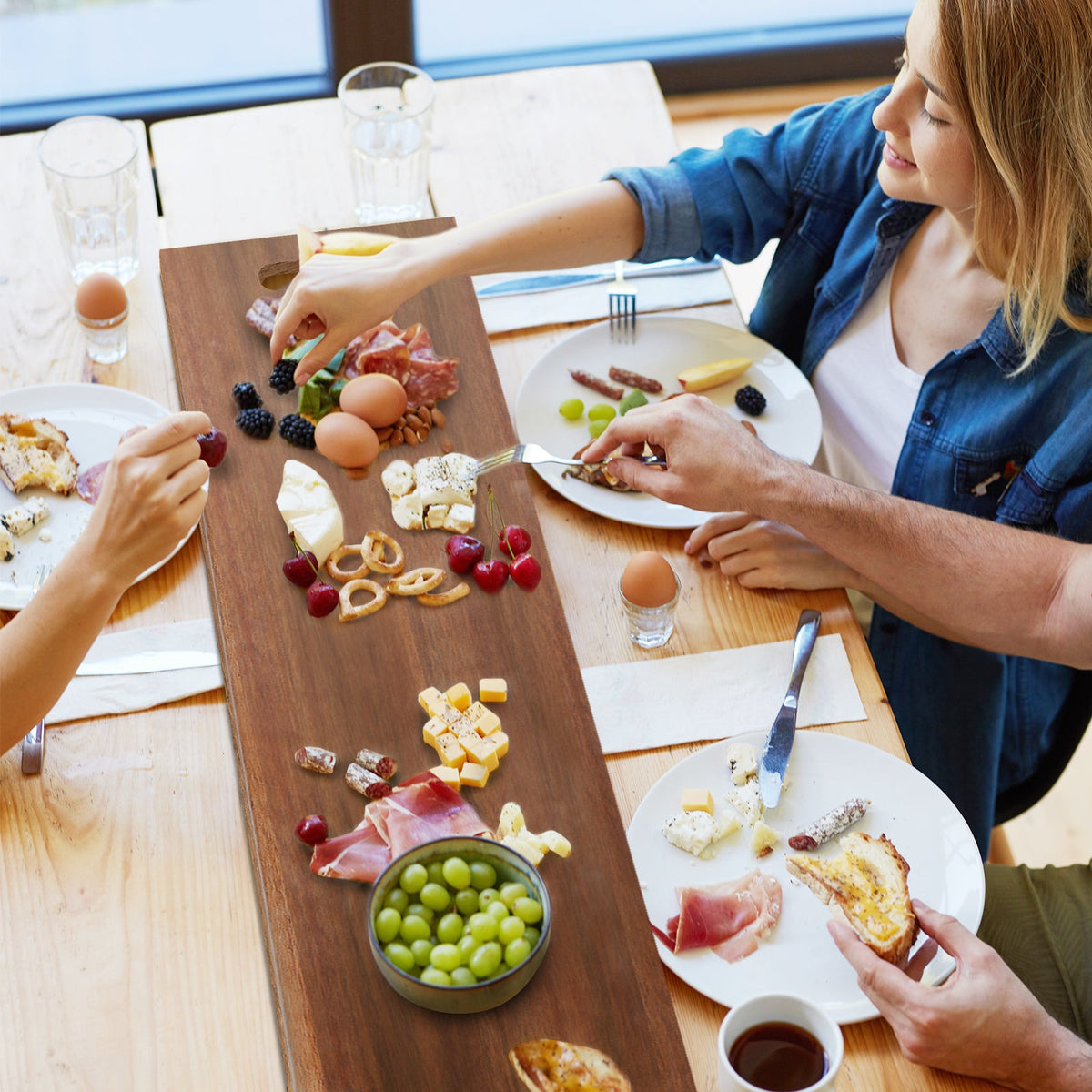 Extra-Long Wooden Serving Board – Durable Handled Charcuterie and Cutting Platter for Cheese, Appetizers, Parties, Entertaining and Stylish Kitchen Display