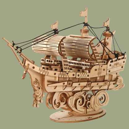 Adult DIY Wooden Boat Puzzle – Handmade 3D Assembly Craft Model Kit for Home Decor and Creative Gifting