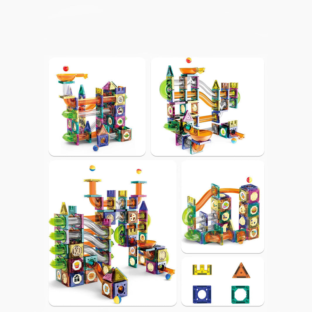 Magnetic Building Tiles with 3D Marble Run – 40-Piece  STEM Construction Set for Kids, Durable Educational Holiday Gift