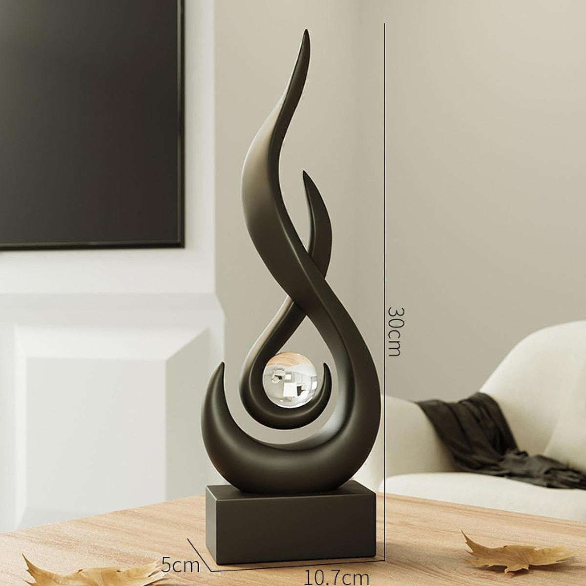 Modern Abstract Fire Resin Statue - Artistic Desk Ornament for Stylish Home Interiors, Study, or Office Decorative Placement