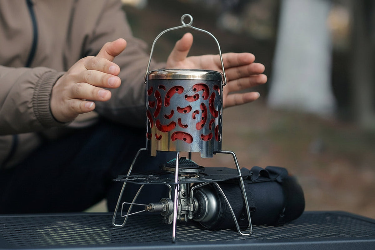 Outdoor Mini Camping Heater Hood – Stainless Steel Multifunctional Burner Cover for Warmth and Efficient Cooking