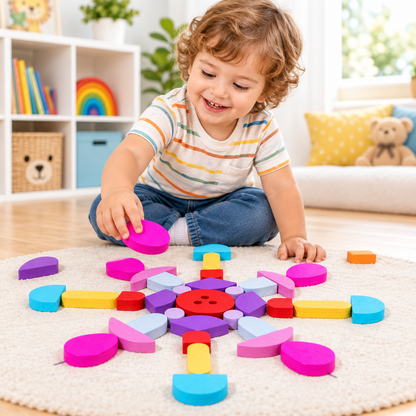 Wooden Creative Puzzle Blocks – Educational Building Toy for Kids with Hands-On Problem Solving, Imaginative Construction and Fine Motor Skill Play