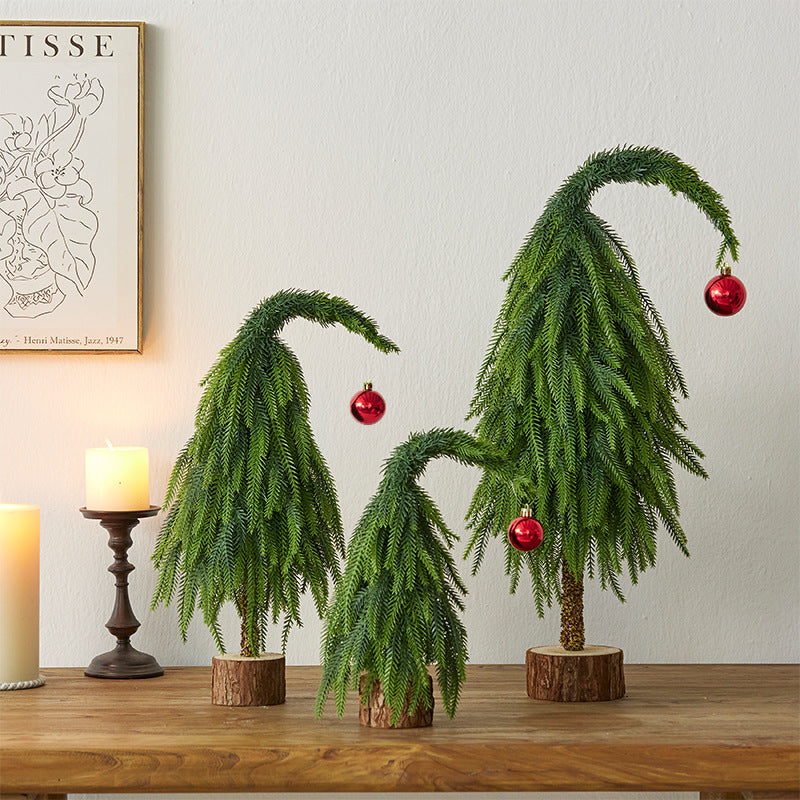 Nordic Twisted-Neck Christmas Tree – 40cm/60cm Tabletop Holiday Decoration for Home, Festive Mini Tree Ornament for Christmas & New Year Displays