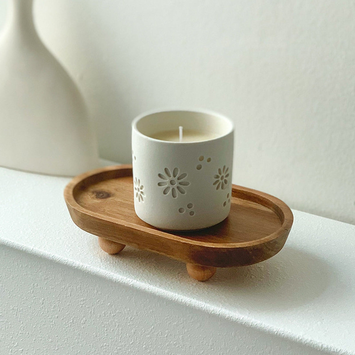 Mini Wooden Pedestal Stand – Rustic Table Riser Organizer for Countertop Displays, Home Decor, Candles, Plants & Kitchen Accessories