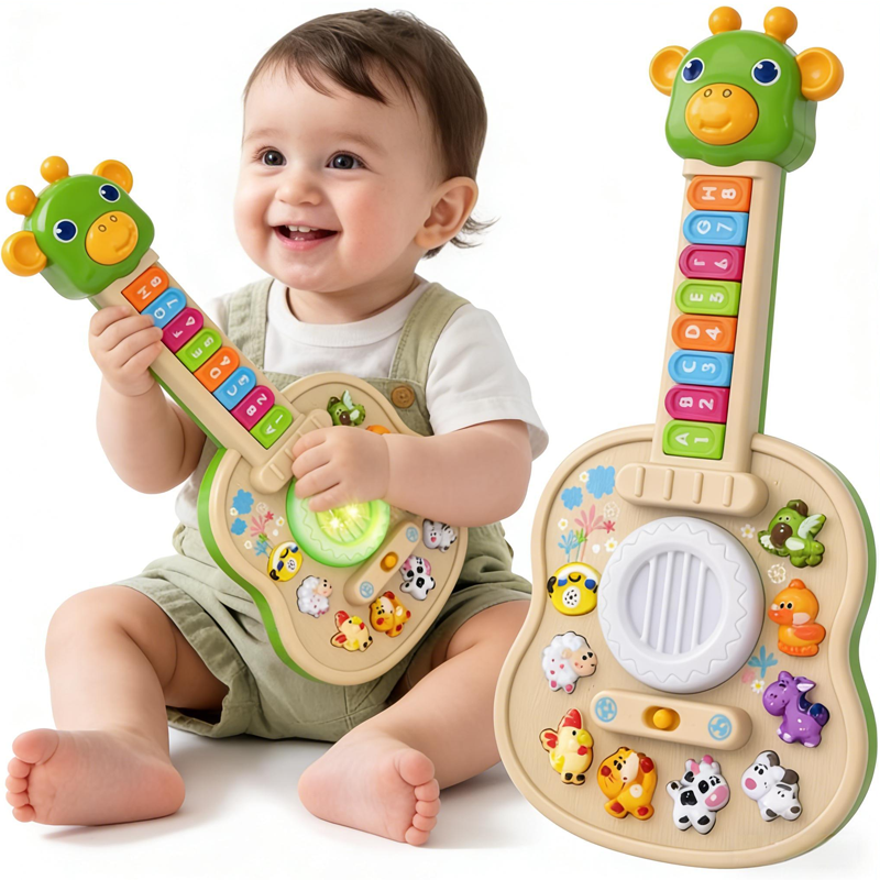 Electronic Giraffe Guitar Toy – Educational Baby Piano with Animal Sounds, Color Recognition, Lights and Melodies for Early Learning
