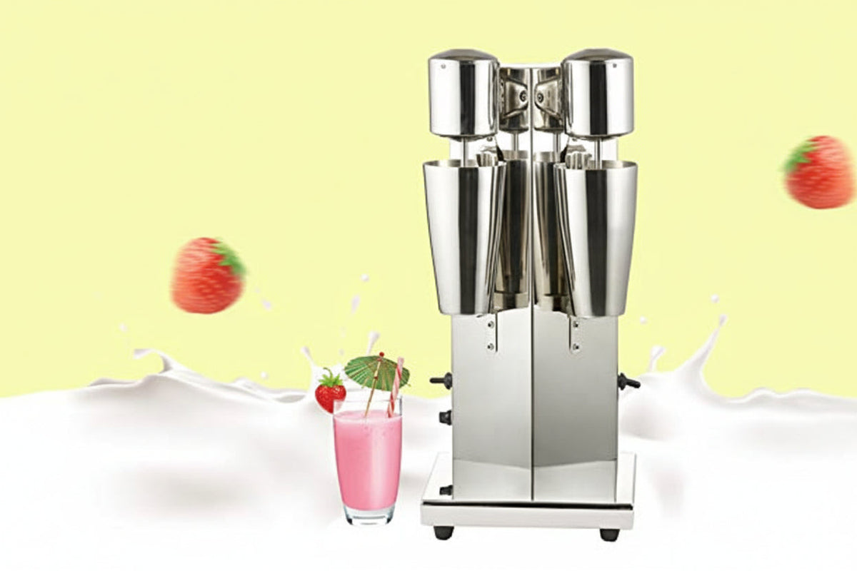 Double-Head Stainless Steel Milkshake Machine – Powerful Drink Mixer for Milk Foam, Smoothies, Bubble Tea and Café-Style Beverages at Home