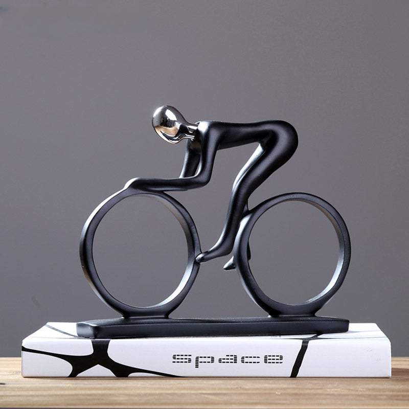 Abstract Cyclist Statue Decor - Modern Resin Bicycle Rider Figurine for Office Living Room and Sports Inspired Decoration