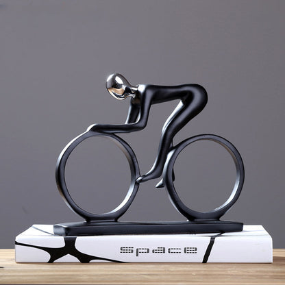 Abstract Cyclist Statue Decor - Modern Resin Bicycle Rider Figurine for Office Living Room and Sports Inspired Decoration