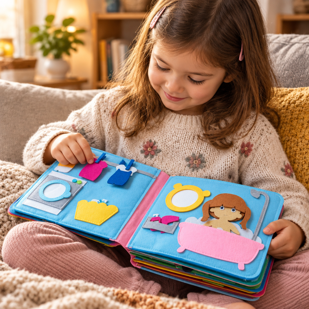 Felt Cloth Activity Book – 3D Soft Educational Baby Toy for Sensory Exploration, Early Learning, Quiet Play and Hands-On Development