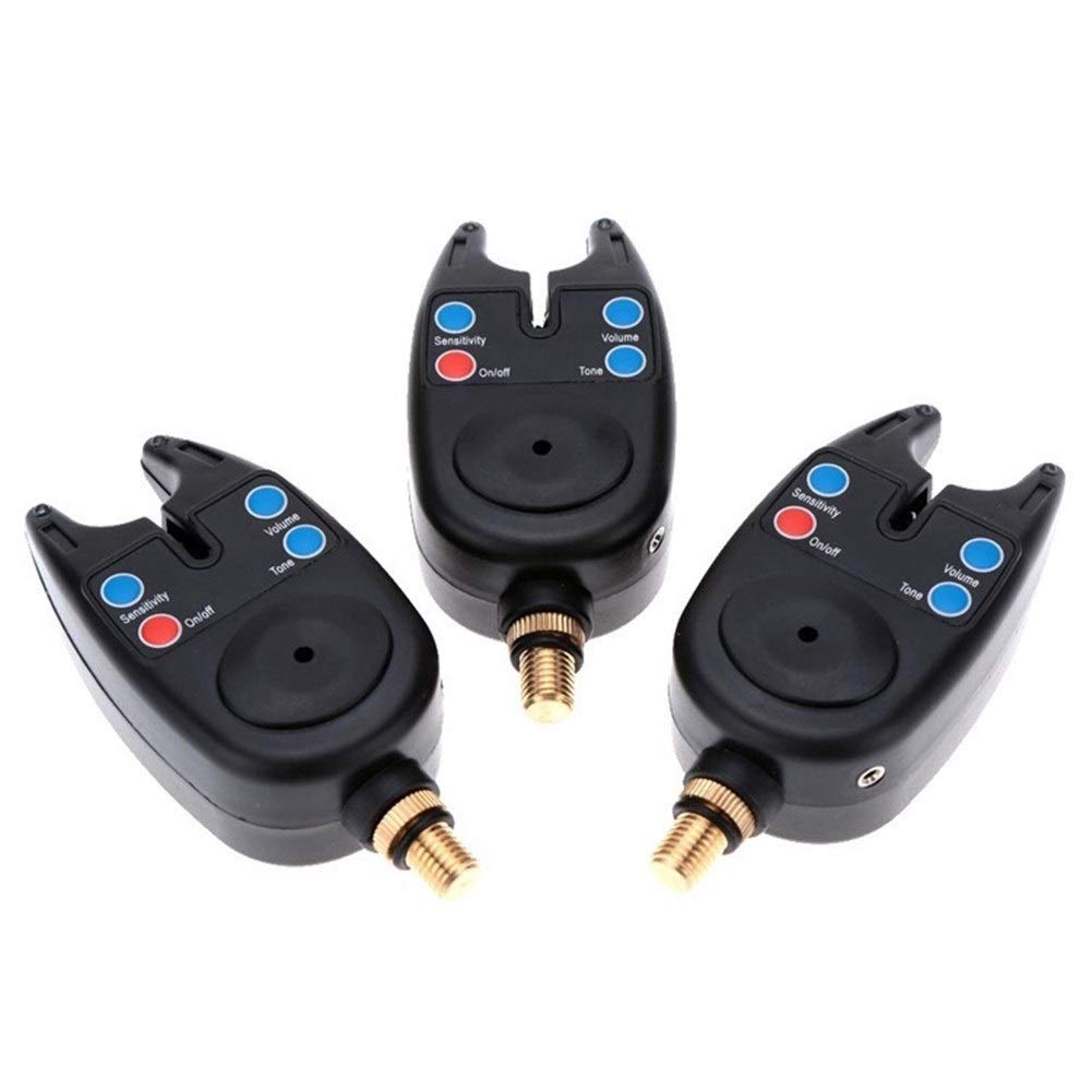 Waterproof Night Light Fishing Bite Alarm – 3-Pack Black Koi Pike Coarse Fishing Alarms with High-Sensitivity Alert System for Nighttime Fishing