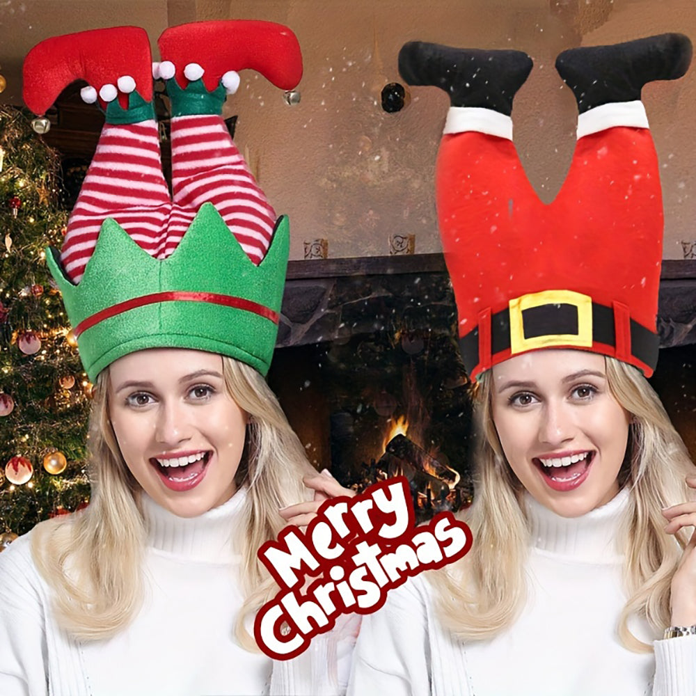 Vibrant Red Christmas Elf Pants Beanie – Funny Holiday Party Hat for Festive Celebrations, Costume Dress-Up, Santa-Themed Events, and Xmas Photo Props