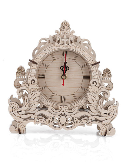 DIY Wooden Clock Puzzle Model Kit – 3D DIY Desktop Architectural Building Blocks with Functional Clock for Home Decor and Gifts