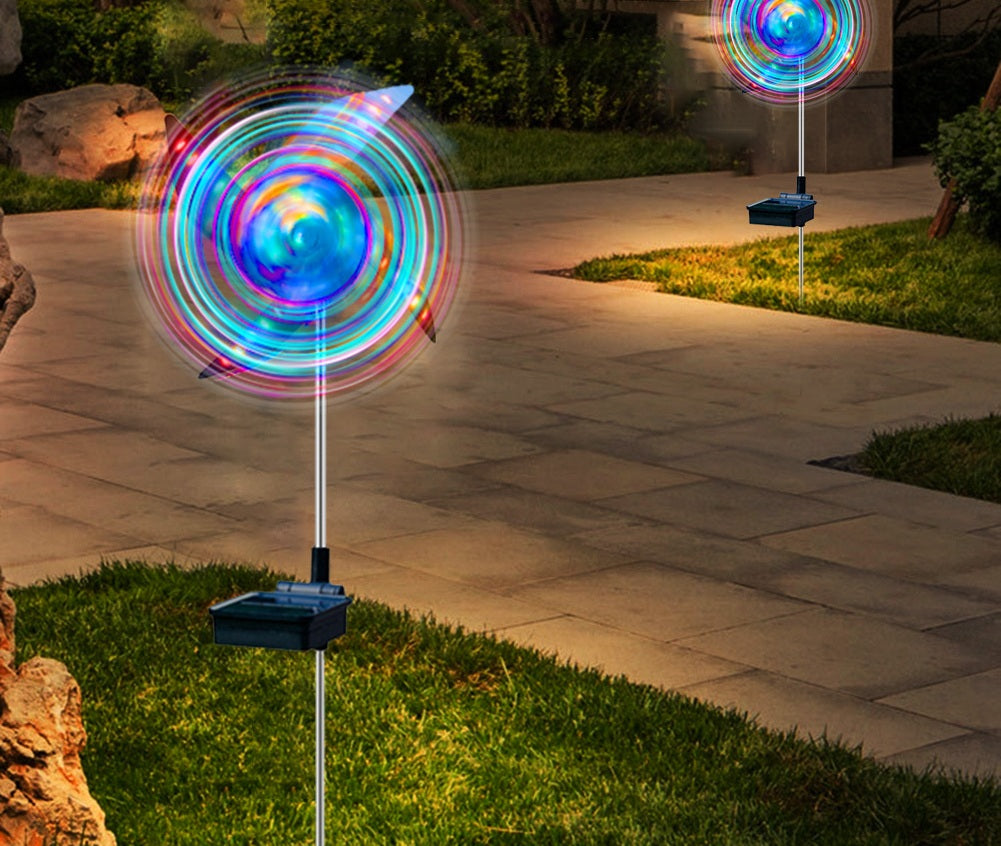 Solar Power Windmill Garden Light – Rotating Waterproof 32-LED Outdoor Landscape Spotlight for Yard, Pathway & Nighttime Decorative Illumination